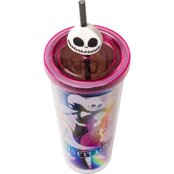 Christmas Misfit Love Featuring Jack and Sally Plastic Cold Cup with Lid - Picture 3 of 4